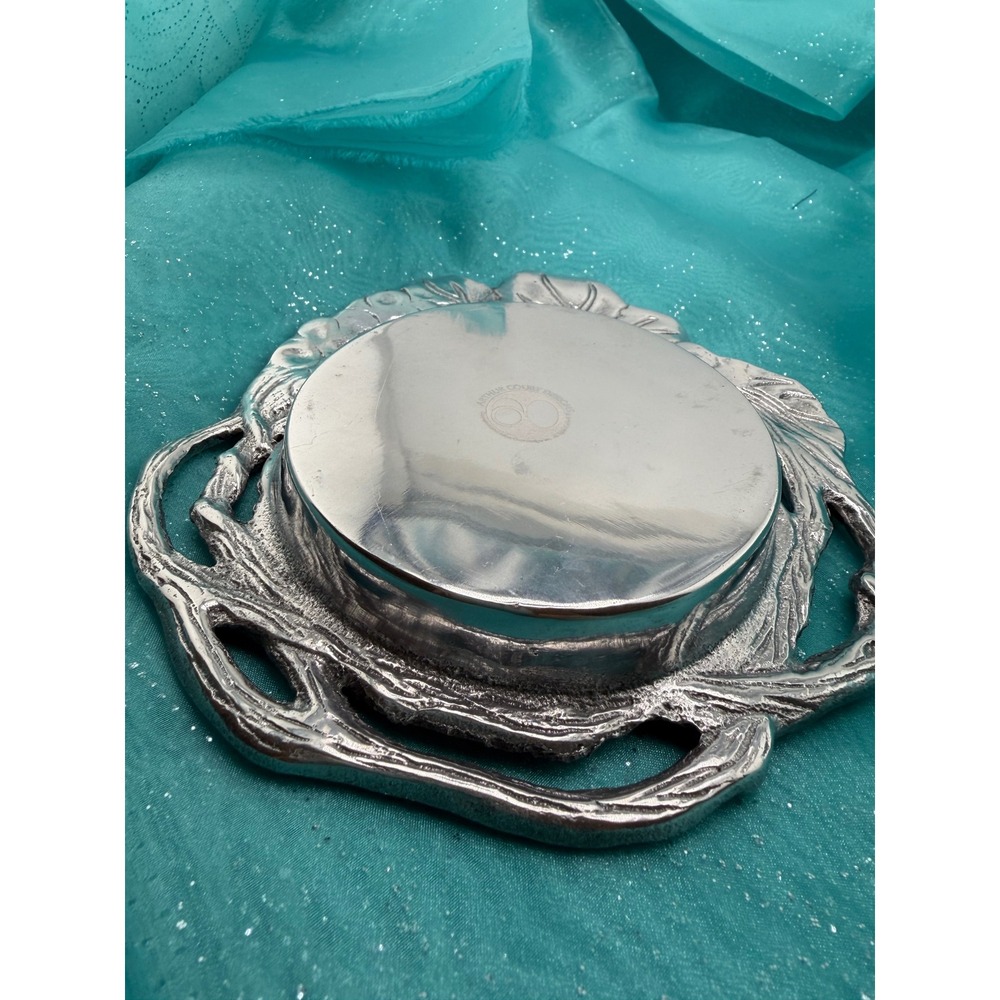 Arthur Court 1992 Grapevine Aluminum Wine Bottle Coaster Silver Tone Barware